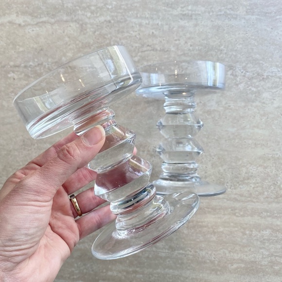 CLOSET CLOSING Set of 2 Glass Candle Holders - Picture 2 of 6
